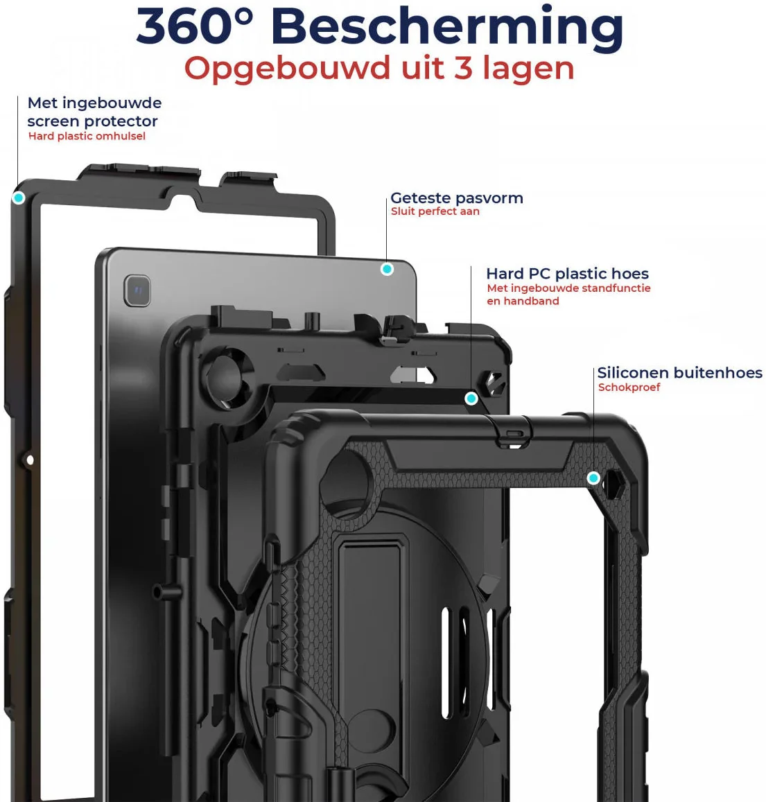 Samsung Galaxy Tab S6 Lite (2024) Hoes met Screen Protector en Handriem Zwart afbeelding 4
