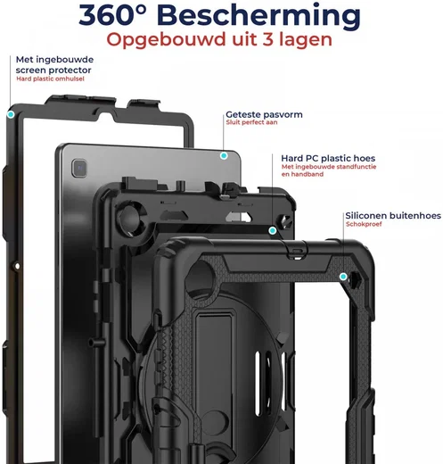 Samsung Galaxy Tab S6 Lite (2024) Hoes met Screen Protector en Handriem Zwart afbeelding 4