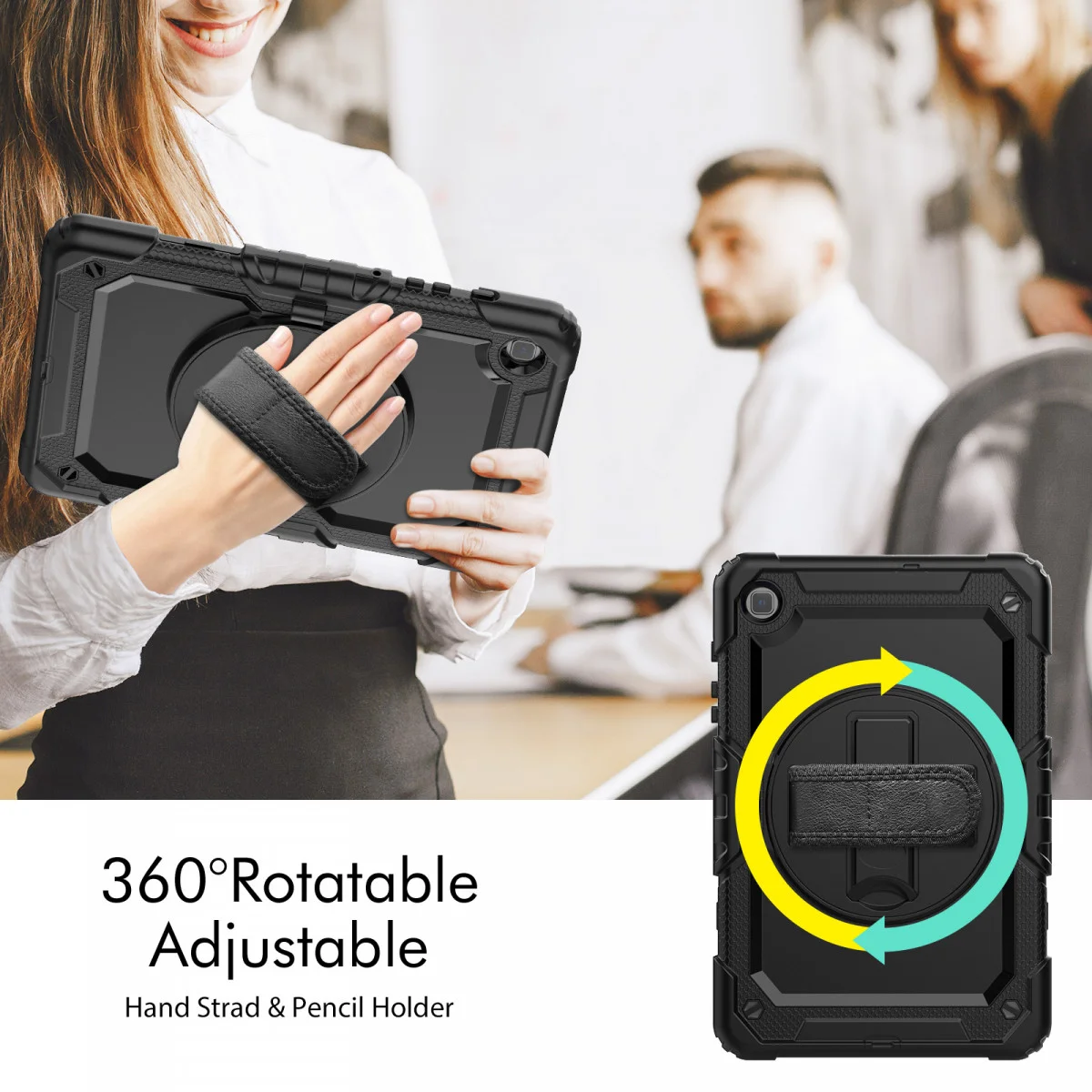 Samsung Galaxy Tab S6 Lite (2024) Hoes met Screen Protector en Handriem Zwart afbeelding 11