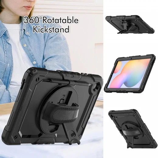 Samsung Galaxy Tab S6 Lite (2024) Hoes met Screen Protector en Handriem Zwart afbeelding 12