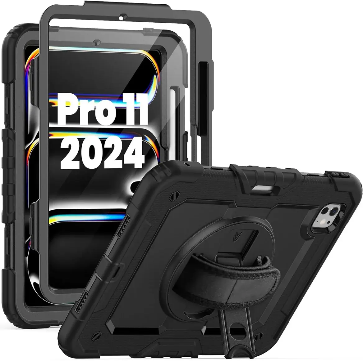 Apple iPad Pro 11 (2024/2025) Hoes met Screen Protector en Handriem Zwart afbeelding 1