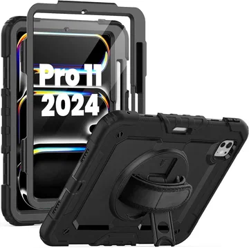 Apple iPad Pro 11 (2024/2025) Hoes met Screen Protector en Handriem Zwart