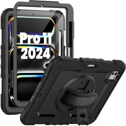 Apple iPad Pro 11 (2024/2025) Hoes met Screen Protector en Handriem Zwart afbeelding