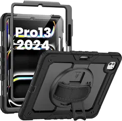 Apple iPad Pro 13 (2024/2025) Hoes met Screen Protector en Handriem Zwart afbeelding