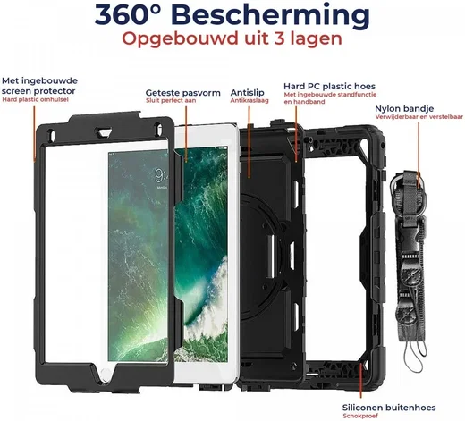 iPad Pro 13 Inch 2024 Hoes Ingebouwde Screenprotector - Beschermhoes Case Zwart afbeelding 2