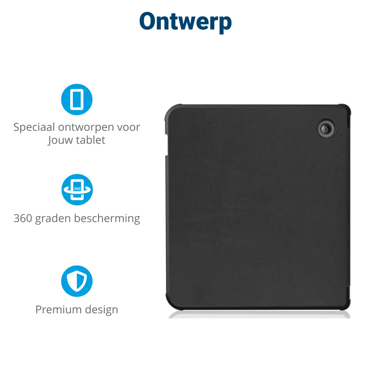 Kobo Libra Colour Hoes Tri-Fold Book Case met Standaard Zwart afbeelding 3