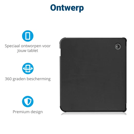 Kobo Libra Colour Hoes Tri-Fold Book Case met Standaard Zwart afbeelding 3