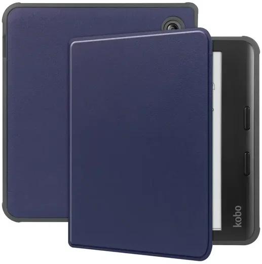 Kobo Libra Colour Hoes Tri-Fold Book Case met Standaard Blauw afbeelding 1