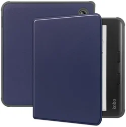 Kobo Libra Colour Hoes Tri-Fold Book Case met Standaard Blauw afbeelding
