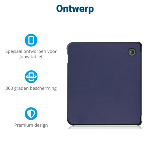 Kobo Libra Colour Hoes Tri-Fold Book Case met Standaard Blauw afbeelding 3