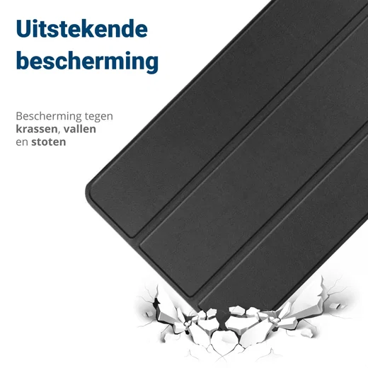 Samsung Galaxy Tab S6 Lite Hoes Tri-Fold Book Case met Standaard Zwart afbeelding 2