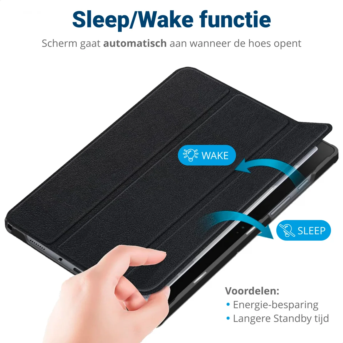 Samsung Galaxy Tab S6 Lite Hoes Tri-Fold Book Case met Standaard Zwart afbeelding 3