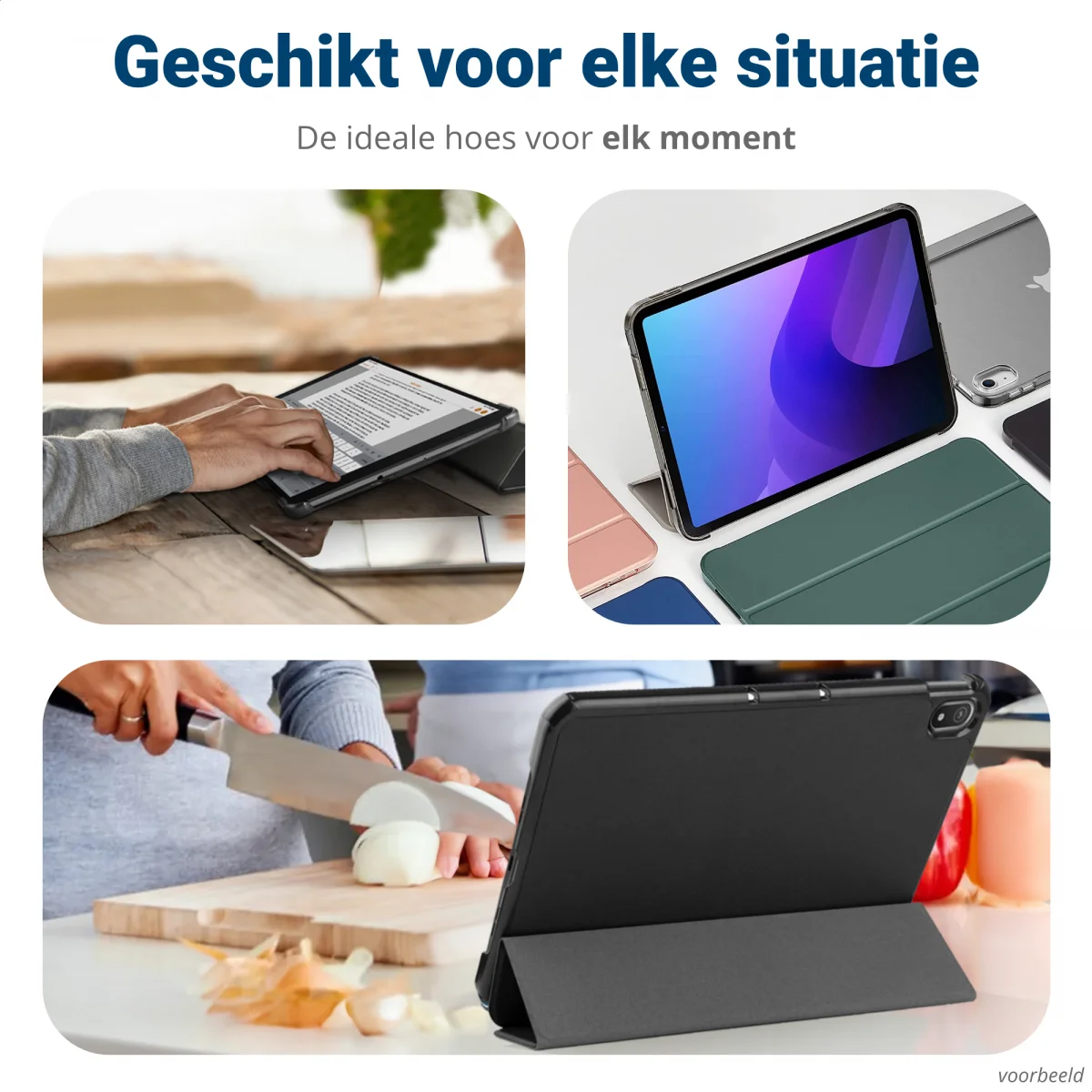 Samsung Galaxy Tab S6 Lite Hoes Tri-Fold Book Case met Standaard Zwart afbeelding 6