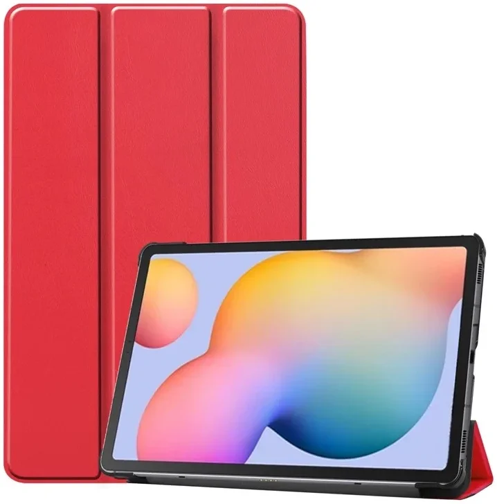 Samsung Galaxy Tab S6 Lite Hoes Tri-Fold Book Case met Standaard Rood afbeelding 1