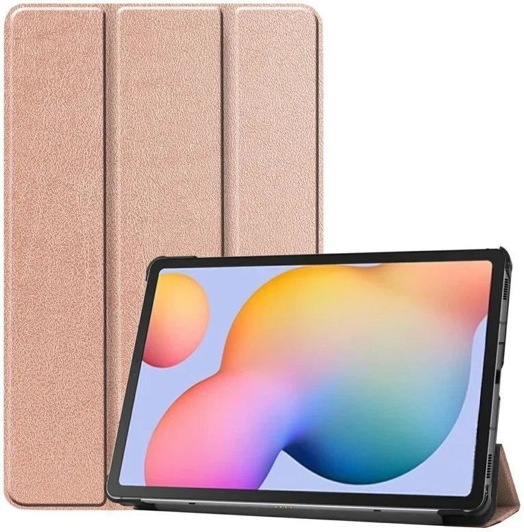Samsung Galaxy Tab S6 Lite Hoes Tri-Fold Book Case met Standaard Roze Goud afbeelding 1