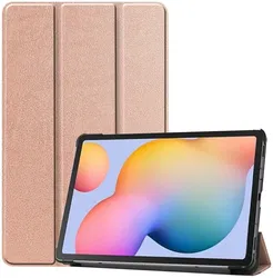 Samsung Galaxy Tab S6 Lite Hoes Tri-Fold Book Case met Standaard Roze Goud afbeelding