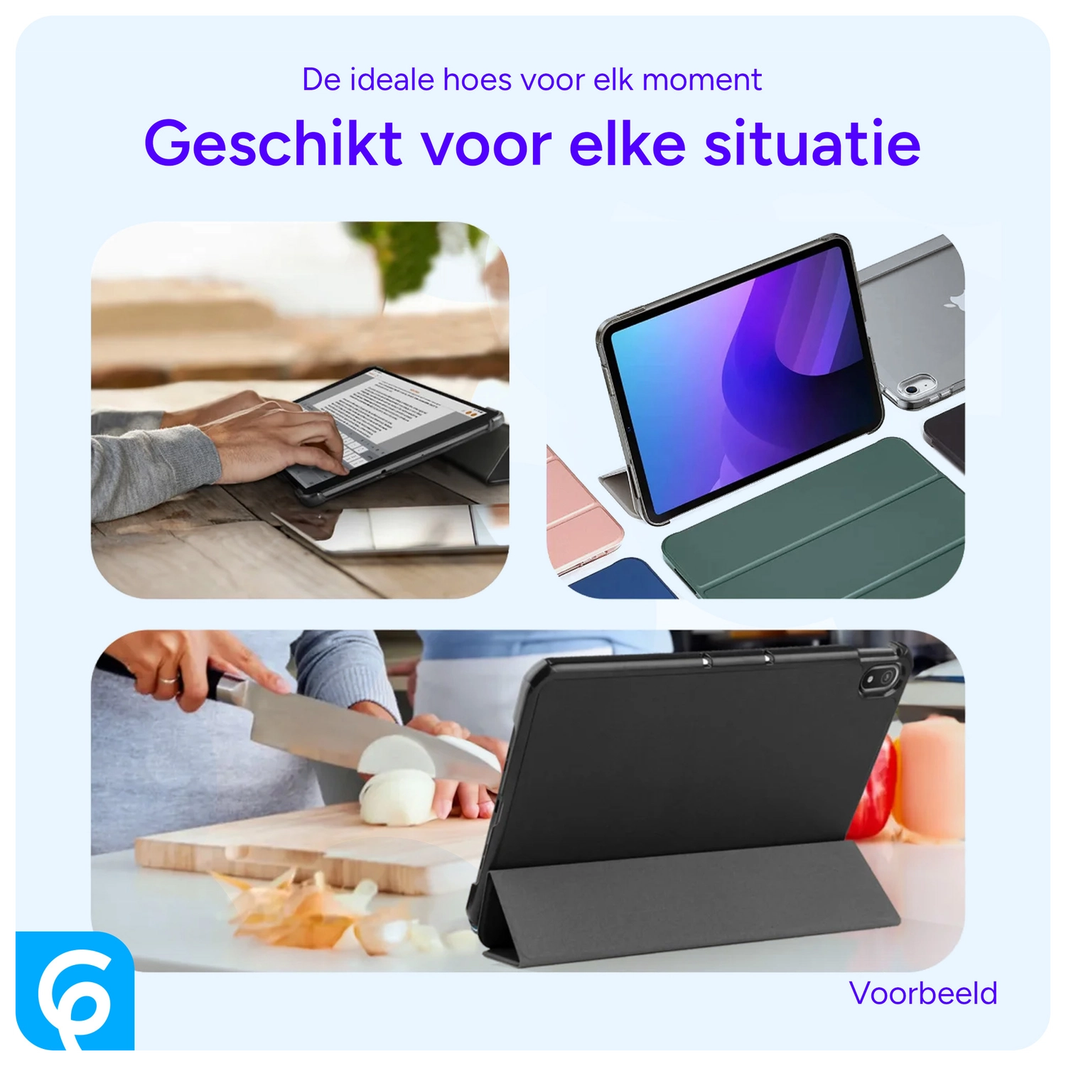 Apple iPad Air 11 (2024/2025) Hoes Tri-Fold Book Case met Standaard Zwart afbeelding 9