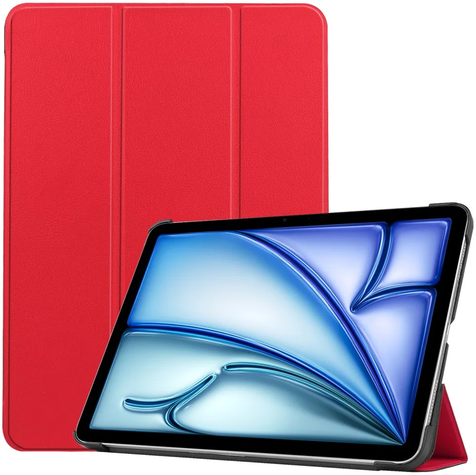 Apple iPad Air 13 (24/25/26) Hoes Tri-Fold Book Case met Standaard Rood afbeelding 1