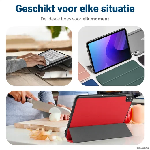 Apple iPad Air 13 (24/25/26) Hoes Tri-Fold Book Case met Standaard Rood afbeelding 6
