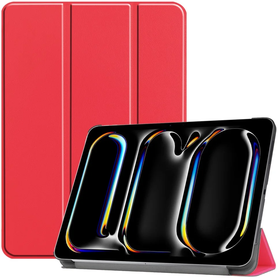 Apple iPad Pro 11 (2024/2025) Hoes Tri-Fold Book Case met Standaard Rood afbeelding 1