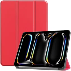 Apple iPad Pro 11 (2024/2025) Hoes Tri-Fold Book Case met Standaard Rood afbeelding