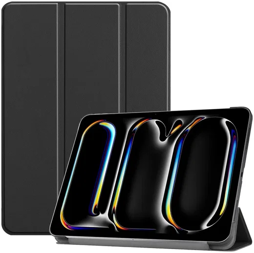 Apple iPad Pro 13 (2024/2025) Hoes Tri-Fold Book Case met Standaard Zwart afbeelding 1