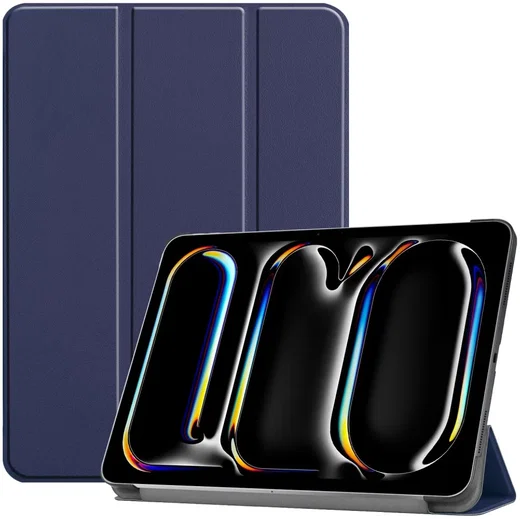 Apple iPad Pro 13 (2024/2025) Hoes Tri-Fold Book Case met Standaard Blauw afbeelding 1