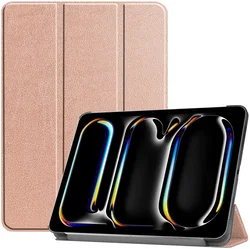 Apple iPad Pro 13 (2024/2025) Hoes Tri-Fold Book Case met Standaard Roze afbeelding