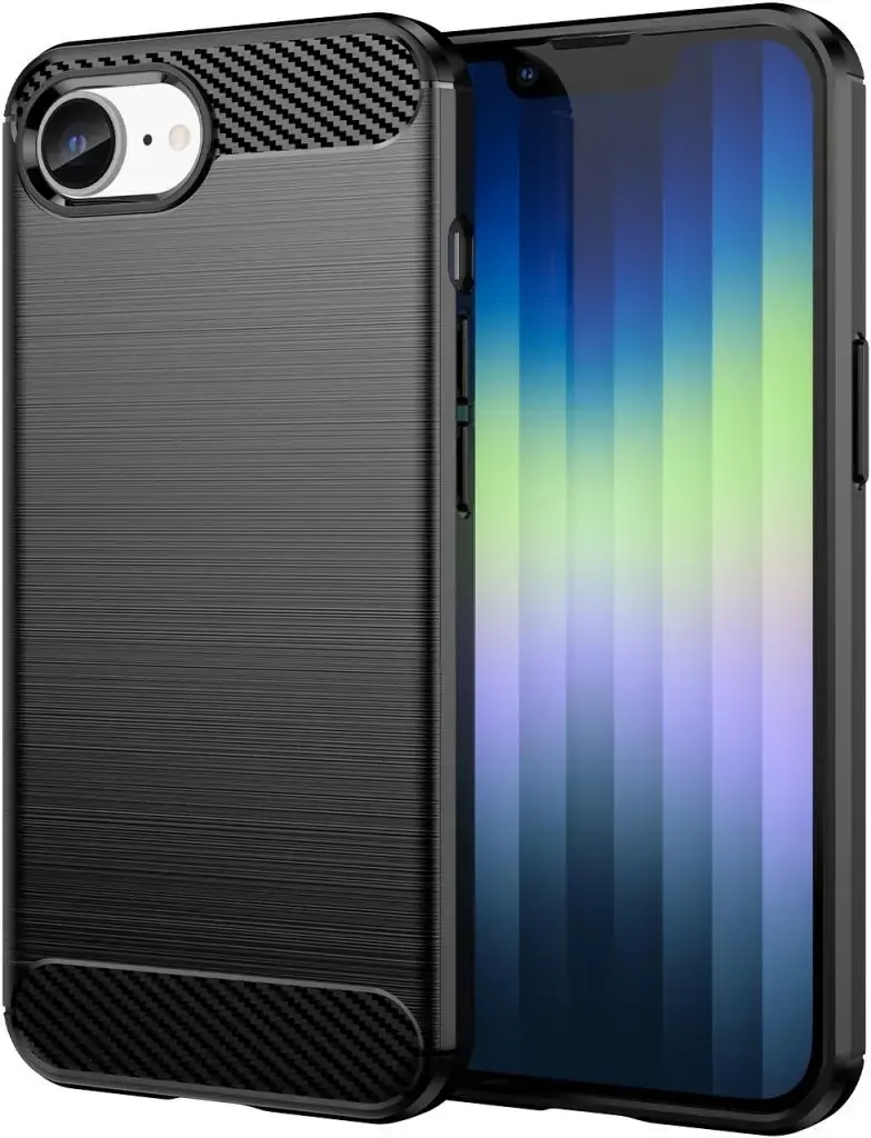 Apple iPhone 17e / 16e Hoesje Geborsteld TPU Flexibele Back Cover Zwart afbeelding 1