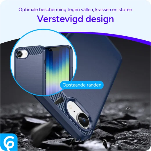 Apple iPhone 17e / 16e Hoesje Geborsteld TPU Flexibele Back Cover Blauw afbeelding 2