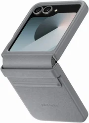 Origineel Samsung Galaxy Z Flip 6 Hoesje KindSuit Leather Case Grijs afbeelding