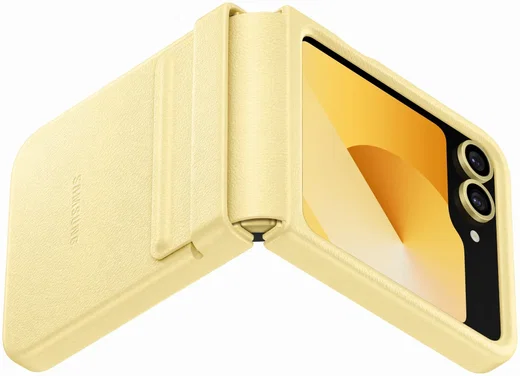 Origineel Samsung Galaxy Z Flip 7 FE / 6 Hoesje KindSuit Leather Case Geel afbeelding 8
