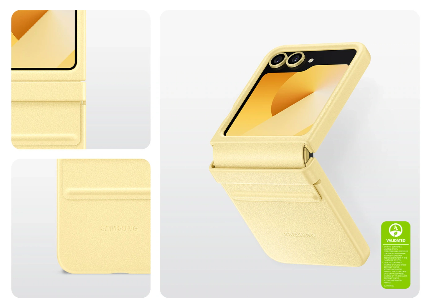 Origineel Samsung Galaxy Z Flip 7 FE / 6 Hoesje KindSuit Leather Case Geel afbeelding 3