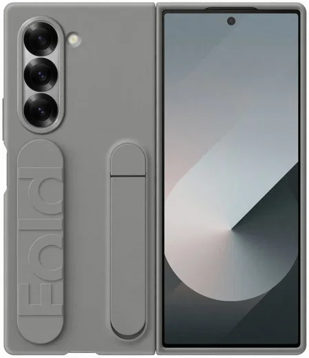 Origineel Samsung Galaxy Z Fold 6 Hoesje Silicone Back Cover met Strap Grijs afbeelding 1