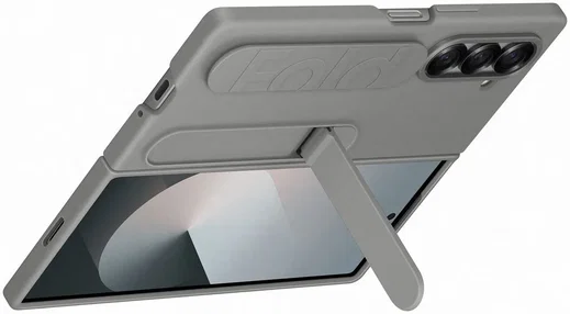 Origineel Samsung Galaxy Z Fold 6 Hoesje Silicone Back Cover met Strap Grijs afbeelding 2