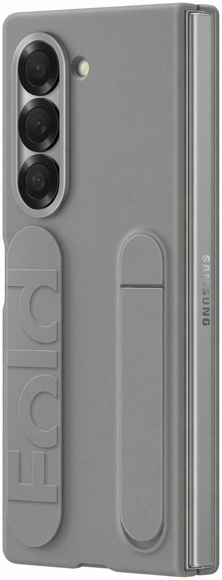 Origineel Samsung Galaxy Z Fold 6 Hoesje Silicone Back Cover met Strap Grijs afbeelding 5