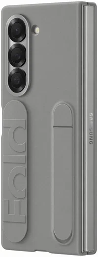 Origineel Samsung Galaxy Z Fold 6 Hoesje Silicone Back Cover met Strap Grijs afbeelding 5