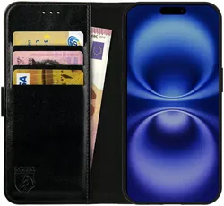 Rosso Element Apple iPhone 16 Hoesje Book Case Wallet Zwart afbeelding