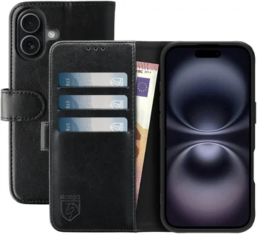 Rosso Element Apple iPhone 16 Hoesje Book Case Wallet Zwart