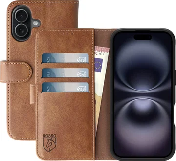 Rosso Element Apple iPhone 16 Hoesje Book Case Wallet Bruin