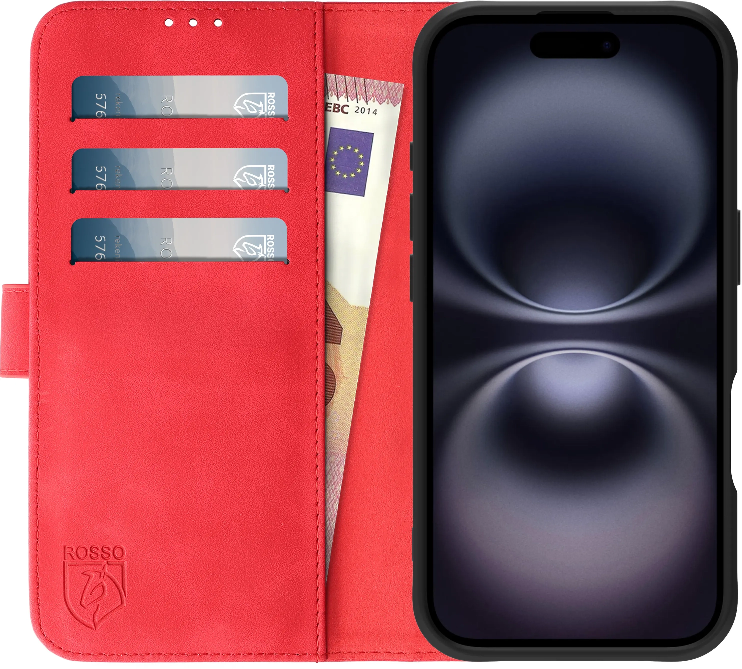 Rosso Element Apple iPhone 16 Hoesje Book Case Wallet Rood afbeelding 12