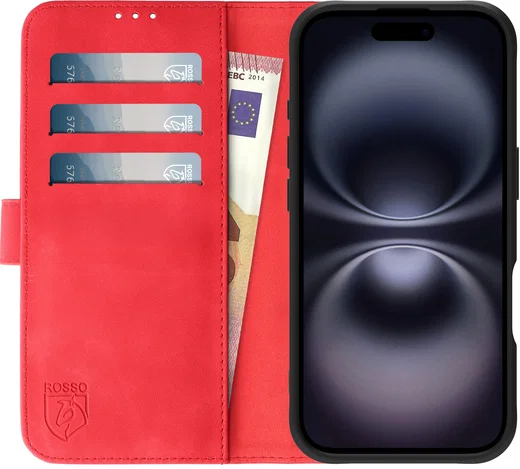 Rosso Element Apple iPhone 16 Hoesje Book Case Wallet Rood afbeelding 12