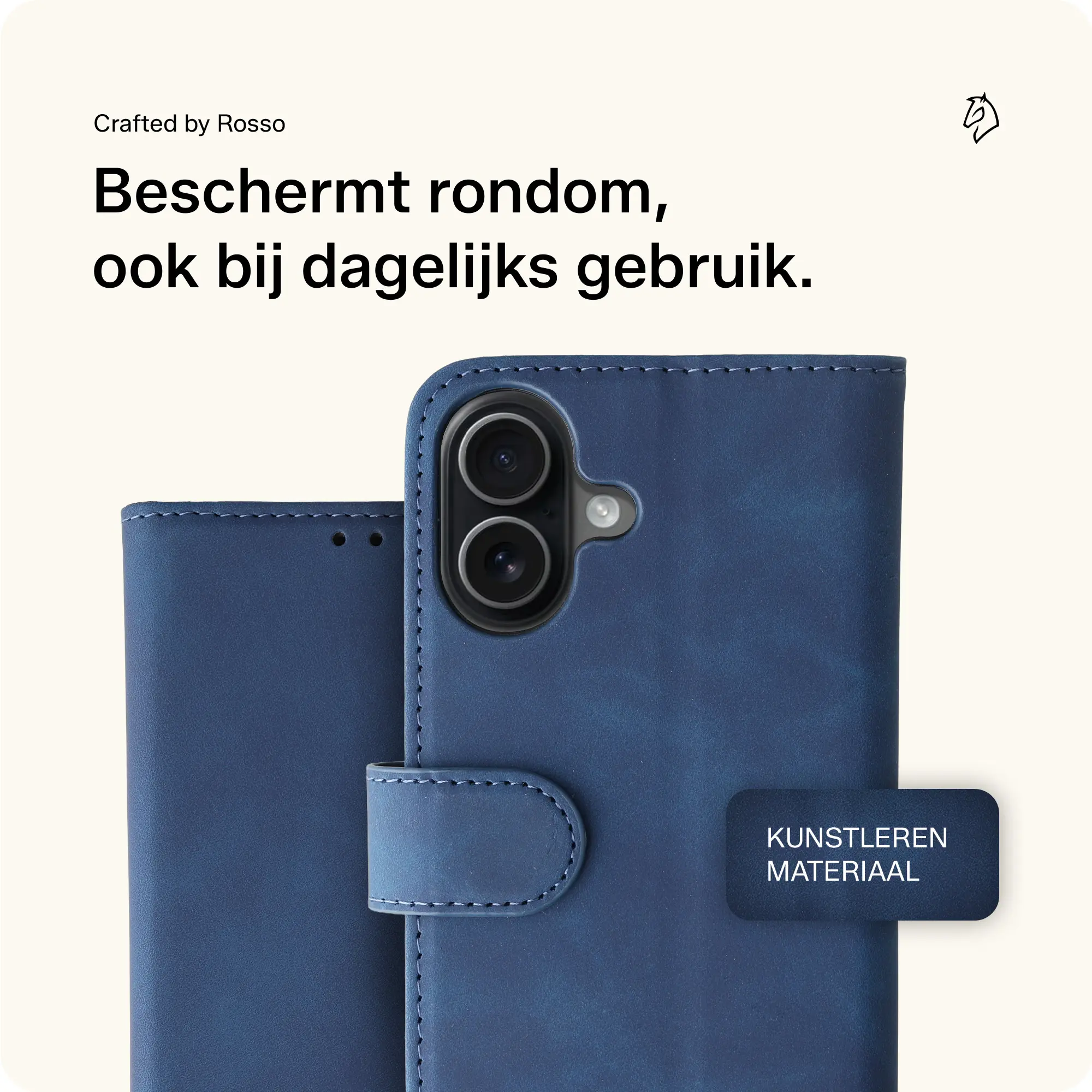 Rosso Element Apple iPhone 16 Hoesje Book Case Wallet Blauw afbeelding 4