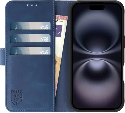 Rosso Element Apple iPhone 16 Hoesje Book Case Wallet Blauw afbeelding 12
