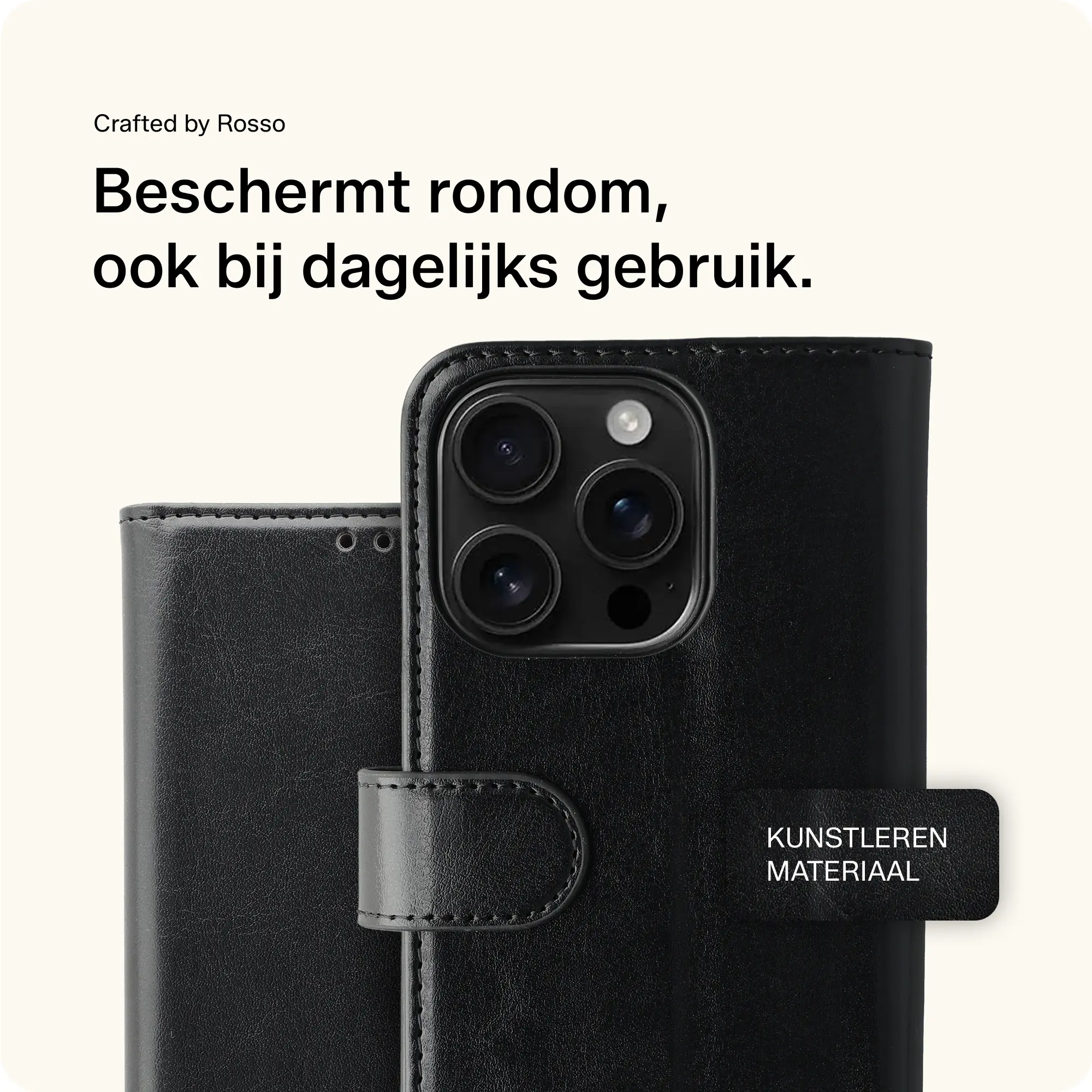 Rosso Element Apple iPhone 16 Pro Hoesje Book Case Wallet Zwart afbeelding 4