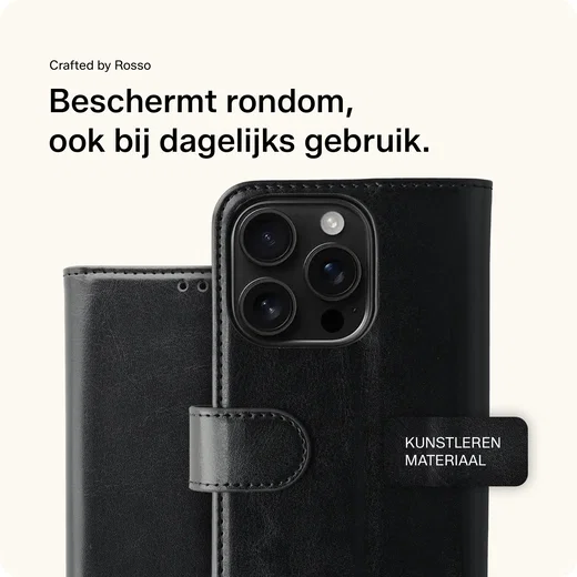 Rosso Element Apple iPhone 16 Pro Hoesje Book Case Wallet Zwart afbeelding 4