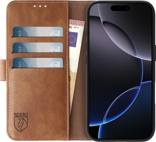Rosso Element Apple iPhone 16 Pro Hoesje Book Case Wallet Bruin afbeelding 13