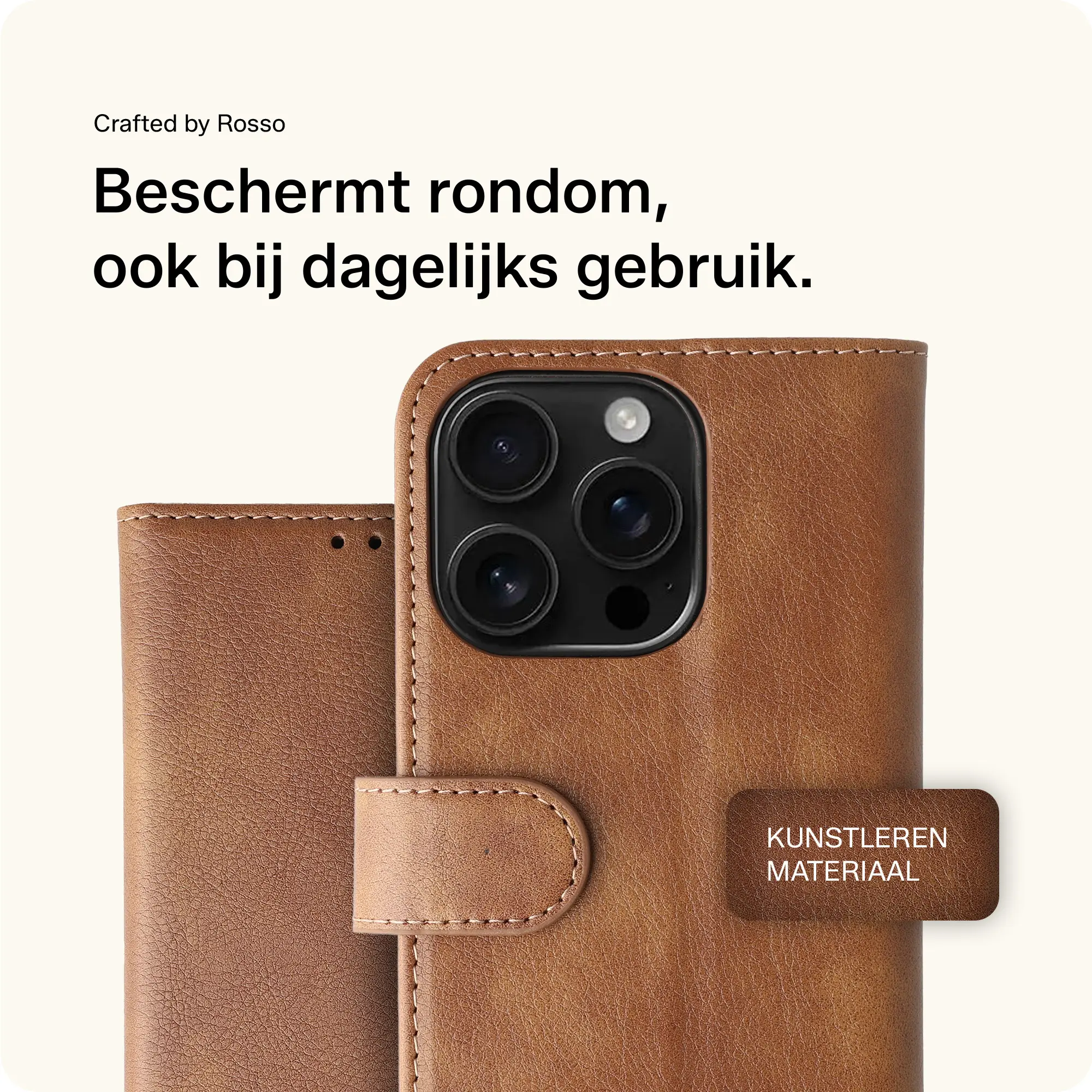 Rosso Element Apple iPhone 16 Pro Hoesje Book Case Wallet Bruin afbeelding 4