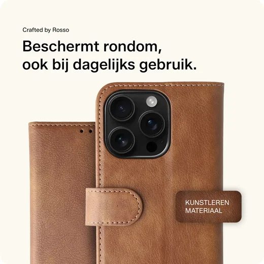Rosso Element Apple iPhone 16 Pro Hoesje Book Case Wallet Bruin afbeelding 4