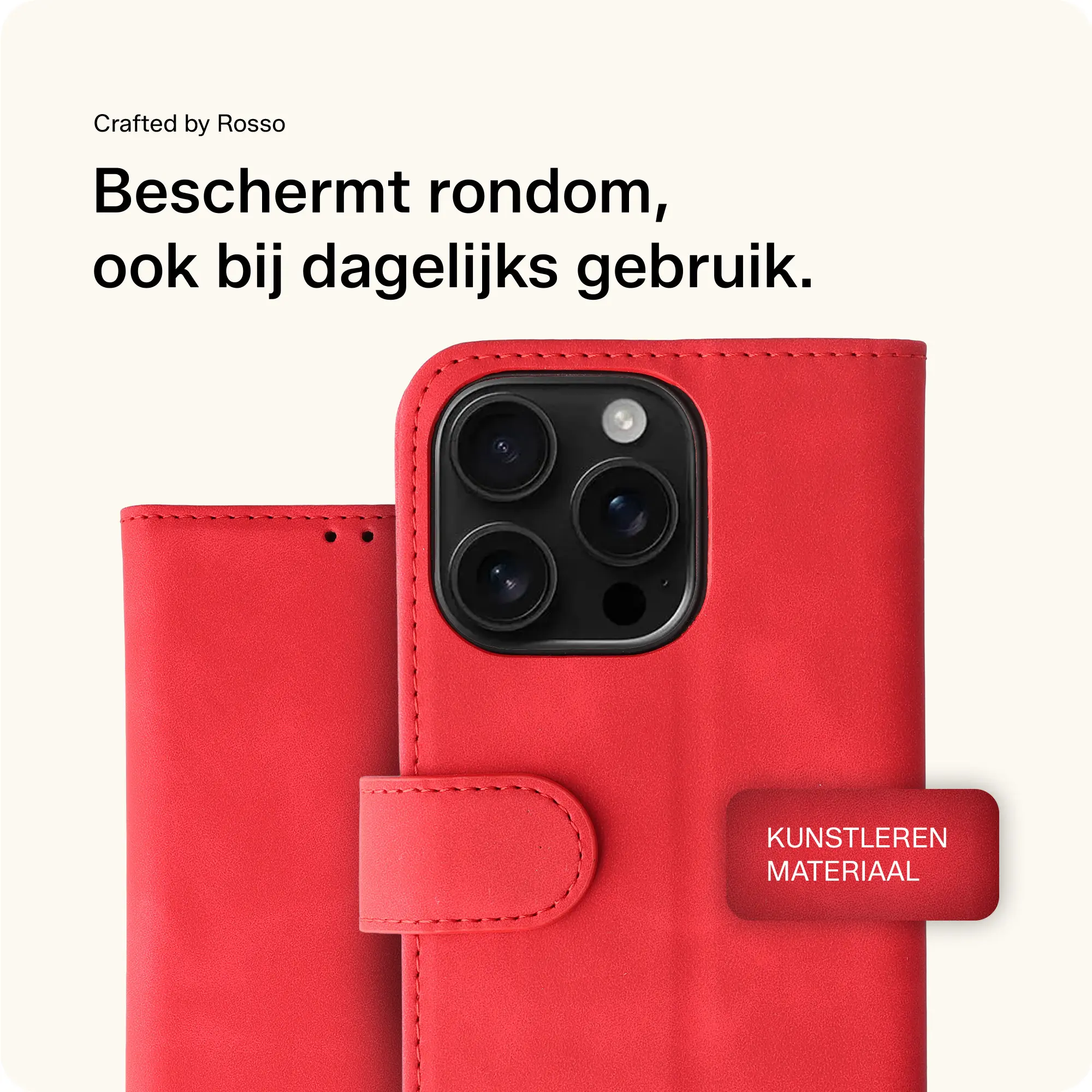 Rosso Element Apple iPhone 16 Pro Hoesje Book Case Wallet Rood afbeelding 4